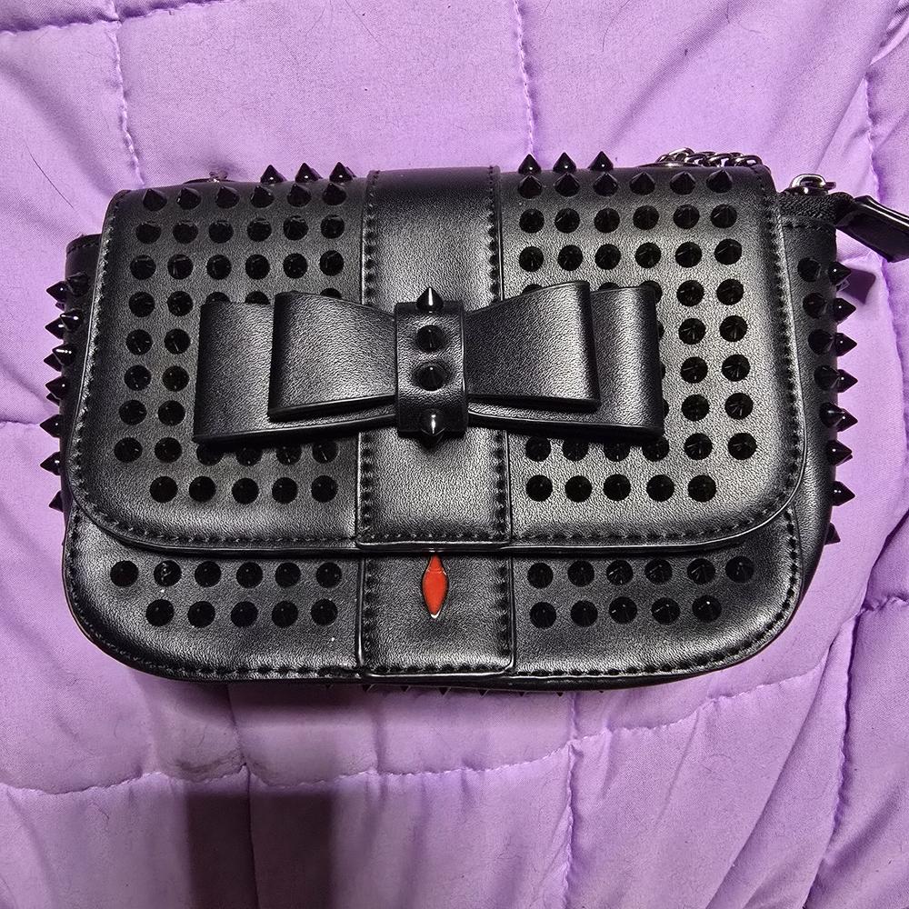 Christian Louboutin Black Studded Bow Clutch